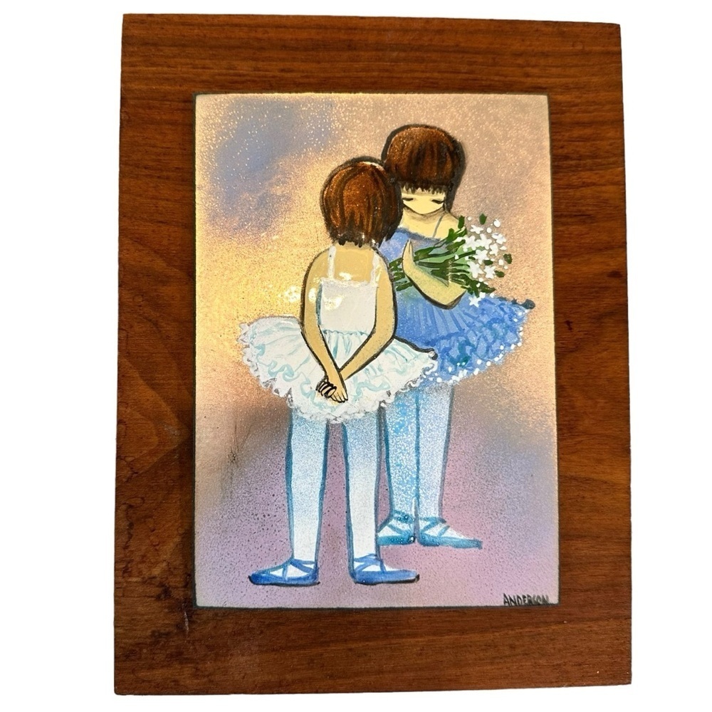 Rowenna Anderson Enamel Painting on Copper The Bouquet Wall Hanging